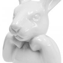 Deco triušis baltas, biustinė triušio galva, keramika H21cm