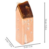 daiktų Dekoratyvinis keraminis miniatiūrinis namelis su langeliais, 14 cm, 3 dalys