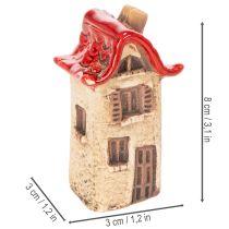 daiktų Keraminių namelių dekoracijų rinkinys, maži nameliai su raudonu stogu, 8 cm, 2 vnt.