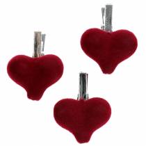 daiktų Deco širdelė su segtuku raudona 3cm 8 vnt