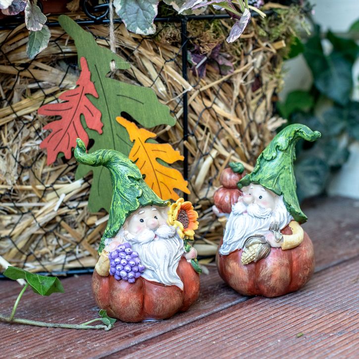 Rudens nykštuko moliūgo puošmena nykštuko figūrėlė asorti H11.5cm 2vnt