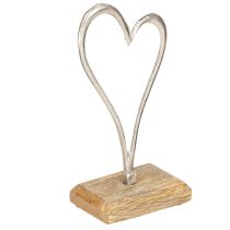 daiktų Širdies apdaila Metalas Medinis Pagrindas Natūralus Sidabras H15,5cm 3 Vnt