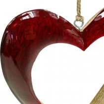 daiktų Širdelė pagaminta iš medžio, deko širdelė pakabinama, širdelė dekoruota raudona H15cm