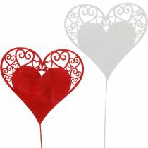 Širdelė ant pagaliuko, dekoratyvinė kištuko širdelė, vestuvių puošmena, Valentino diena, širdelės puošmena 16vnt