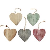 Medinės širdelės Dekoratyvinės širdelės Baltos spalvos vintažinės medienos 10vnt