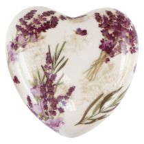 Širdies puošmena keraminė dekoracija levandų stalo puošmena keramika 8,5cm
