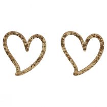 daiktų Širdelės deko pabarstukai širdelės medinės stalo dekoracijos auksinės 5cm 48vnt