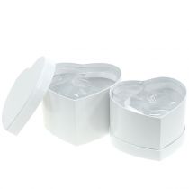 Širdies dėžutė gėlių dėžutė balta 14 / 16cm 2vnt