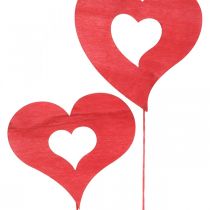 Gėlių kamštelio širdelė, medinė puošmena klijuoti, Valentino diena, raudonas dekoratyvinis kamštukas, Motinos diena L31-33cm 24vnt
