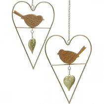 Dekoratyvinės širdelės metalui pakabinti su paukščių medžiu 12×18cm 2vnt