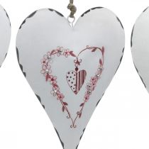 Dekoratyvinės širdelės pakabinimui metalinės baltos metalinės širdelės 12×16cm 3vnt