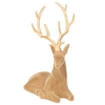 daiktų Dekoratyvinė gulinčio elnio figūrėlė su ragais, pūkuota puošyba, 58 cm