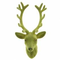 daiktų Dekoratyvinė elnio galva flokuota samanų žalia 10cm x 20cm 3 vnt