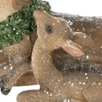 daiktų Dekoratyvinė elnių šeimos figūrėlė su sniegu kaip žiemos puošmena, 17 cm