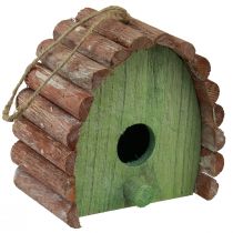 daiktų Pakabinamas dekoratyvus paukščių namelis su apvaliu stogu medinis žalias rudas 16,5×10×17 cm