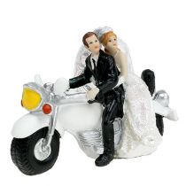 Vestuvių figūrėlė nuotaka ir jaunikis ant motociklo 9 cm