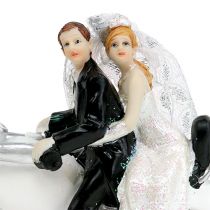 Vestuvių figūrėlė nuotaka ir jaunikis ant motociklo 9 cm