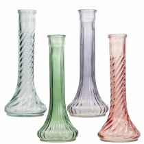 Aukšta stiklinė vaza gėlių vazos vintažinės spalvos Ø10cm H23cm 4vnt