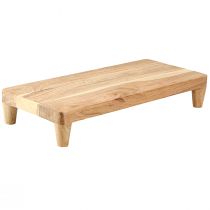 daiktų Medinis padėklas su kojelėmis stalo pjedestalas natūralus 45x20x7,5cm