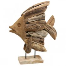 Medinė deko žuvis didelė, deko žuvytė stovi 50cm