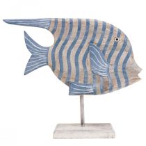Medinė deko žuvis didelė, dryžuota deko žuvelė, stovinti H30cm