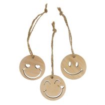 Medinis pakabukas Emoticon Emoticon® Ø4cm natūralus 24 vnt