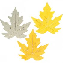 Pabarstyti dekoracija rudens, klevo lapai, rudens lapai auksiniai, oranžiniai, geltoni 4cm 72p
