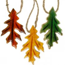 Dekoratyviniai lapai mediniai pakabinti Spalvingos rudens dekoracijos 6,5 × 4cm 12vnt