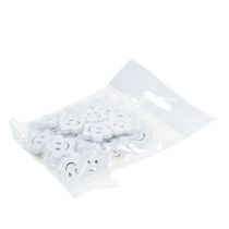 daiktų Medinė gėlė su veidu balta 2,5cm 48 vnt