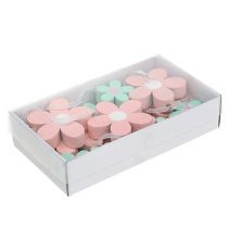 daiktų Medinės gėlės pakabinimui, išsklaidytos dekoracijos rožinė, žalia 12 vnt