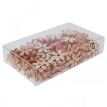 daiktų Medinės gėlės išmėtytos dekoracijos gėlės medinės oranžinės/rožinės/baltos 2cm 144 vnt