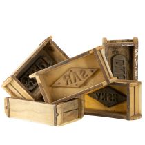 daiktų Medinė dekoracija vintažinės plytos formos ruda, rūdžių spalvos, 31 × 14,5 cm, aukštis 9 cm