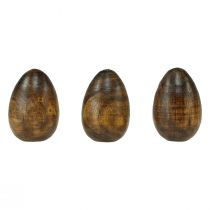 daiktų Mediniai kiaušiniai Brown Mango Wood Velykiniai kiaušiniai iš medžio H8cm 3vnt