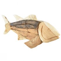 Medinė žuvies tikmedžio medžio apdaila žuvies stalo apdaila mediena 63cm