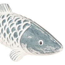 daiktų Medinė žuvis mėlynai baltai medienos miltais L23cm/35cm Rinkinyje 2 vnt
