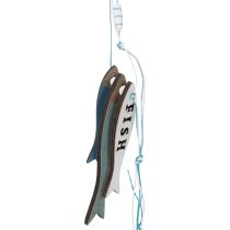 daiktų Mediniai žuvų pakabukai, mėlyni, 36 cm, 4 vnt.