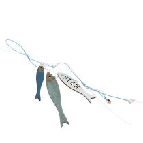 daiktų Mediniai žuvų pakabukai, mėlyni, 36 cm, 4 vnt.