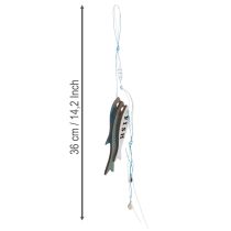 daiktų Mediniai žuvų pakabukai, mėlyni, 36 cm, 4 vnt.