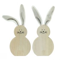 daiktų Medinis zuikis su kilnojamomis ausytėmis rudai baltas 11,5×27cm 2 vnt