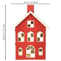daiktų Medinio namelio dekoracija, šviesus, raudonas ir baltas namas, skirtas baterijoms, aukštis 19,5 cm