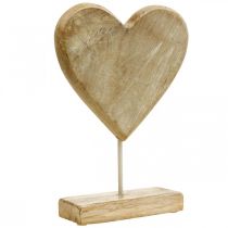 Medinė širdies širdelė ant pagaliuko deko širdelės mediena natūrali 25,5cm H33cm