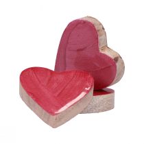 Medinės širdelės dekoratyvinės širdelės rožinė blizgi išsklaidyta dekoracija 4,5cm 8vnt