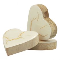 daiktų Medinės širdelės dekoratyvinės širdelės balto aukso blizgesio traškėjimas 4,5cm 8vnt