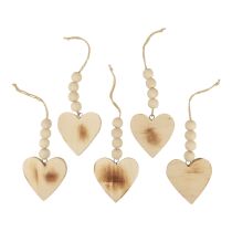 Medinės širdelės dekoratyvinės kabyklos medinės dekoratyvinės širdelės degintos 8cm 6vnt