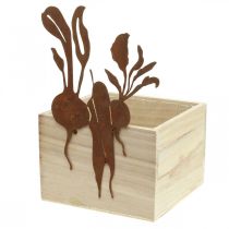 Augalinės dėžutės mediena su rūdžių dekoravimu daržovių vazonas 17×17×12cm