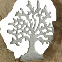 Deco skulptūrų medis mediniame žiediniame stalo papuošime 22×21×4 cm