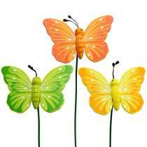Mediniai drugeliai ant pagaliuko 3 spalvų asorti 8cm 24vnt