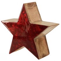 daiktų Medinė žvaigždė natūrali raudona žvaigždutė iš mango medienos Ø24x10cm