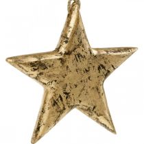 daiktų Žvaigždutė pakabinama, medžio apdaila su aukso efektu, Adventas 14cm × 14cm