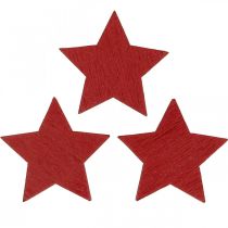 Medinės žvaigždės raudonos pabarstukai Kalėdinės žvaigždės 3cm 72vnt
